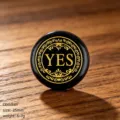 Schwarzer Obsidian Entscheidungsstein graviert mit Yes, 25mm runder Edelstein für Beratung. - Obsidian