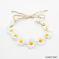 White daisy floral headband hippie 1960s style flower crown festival party hair accessory. - White