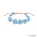 Blue daisy flower headband braided rope festival party hair accessory floral crown - Blue