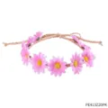 Pink daisy flower crown headband for festival party, sweet floral hair accessory. - Pink Vine