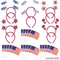 US Independence Day Party Set Headband and Small Flags Patriotic Celebration Decor - One Size / Holiday Headband Set (22USSET3099)