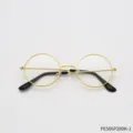 Classic vintage gold metal frame round clear lens glasses for daily wear or costume props. - One Size / Round Frame Glasses (PE506P20BK-1)