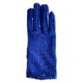 Adult blue sequin performance glove single piece dance party costume accessory shiny glitter style - One Size / Adult Royal Blue