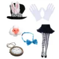 Osterhase Kostüm Set mit Zylinder, flauschigen Hasenohren, Handschuhen und Socken. - 6-Teiliges Set (ESSE5139)