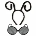 Halloween cosplay bee ant antenna headband and black honeycomb round glasses party props - One Size / 22BESET295