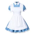 Classico abito lolita da cameriera anime con grembiule bianco e colletto per cosplay. - Set Abito da Cameriera Blu