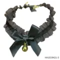 Girocollo in pizzo nero con fiocco e campanello per accessori costume cosplay lolita - Choker con Volant e Campanella in Pizzo Nero