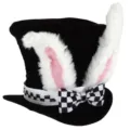 Sombrero de copa de terciopelo con orejas de conejo y pajarita de cuadros para fiesta de Pascua - Sombrero de Orejas de Conejo (ES5002)