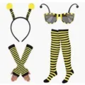 Bee costume accessory set details including headband, striped sunglasses, arm warmers and socks. - One Size / 22BESET498