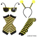 Bee costume party set with antenna glasses headband striped arm warmers and socks. - One Size / 22BESET498A