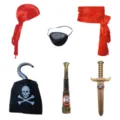 Set de disfraz de pirata de Halloween juguetes de disfraces para niños bandana roja espada - Talla única / Conjunto Accesorios Pirata C (XU26PISET0711C)