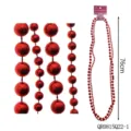 Rode kralen ketting Valentijnsdag decoratie feest vakantie accessoire feestelijk cadeau 76cm - 6mm 3-Delige Set (QR0815Q22-1)