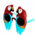 Hawaiian parrot party glasses, fun tropical summer festival costume accessory for adults. - One Size / Parrot Shape(19HW375) / Blue and Red