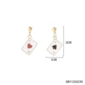Gold tone playing card stud earrings featuring cute red heart and black spade motifs for daily wear. - Playing Cards Heart and Spade Stud Earrings (QR1125X23X)