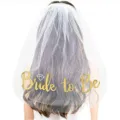 Witte bruids van mesh sluier met gouden Bride to Be opdruk voor vrijgezellenfeest decor. - Goud Gestempelde Letter Sluier (19HEH2001)