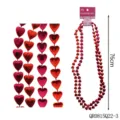 Valentijnsdag rood roze hartvormige kralen ketting metallisch liefde feestelijke sieraden - 3-Delige Set (QR0815Q22-3)