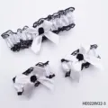 Set giarrettiera in pizzo bianco e nero, elegante modello con fiocco per gamba da donna. - HE0228V22-3