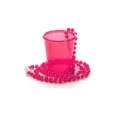 Roze kralen shotglas ketting set van kunststof voor feestjes en vrijgezellenfeesten - Rozerood