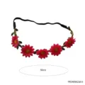 Hippie floral headband with pink daisies and black elastic band for party dress up 50cm - Pink Vine