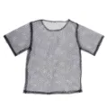 Zwart netwerk top met korte mouwen, 1980s retro feestkostuum mesh t-shirt voor dames. - Eén maat / Zwart