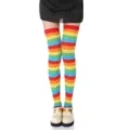 Rainbow striped over the knee socks clown costume accessory bright colorful leg warmers - One Size / Rainbow Stripes