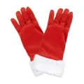 Rode kersthandschoenen met witte pluche manchet feestelijke vakantie feestkostuum accessoires - Eén maat / Rode Handschoenen