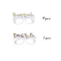 Bridal party paper glasses set, white bride to be and team bride photo booth props. - 9 White and 1 White