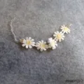 60s hippie daisy flower lace bracelet with metal extension chain for party fashion jewelry - White Lace