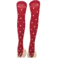 Red thigh high stockings with white heart print over the knee cute socks for women - One Size / Red Stockings with Small Hearts