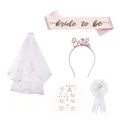 Set νυφικού πέπλου για bachelorette πάρτι με κορδέλα στέφανο τατουάζ και κονκάρδα - Σετ 5 τεμαχίων