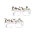White paper party glasses with Bride To Be text for bachelorette wedding celebration - Bride To Be (HE216N19WT) / White (HE216N19WT)