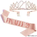 21 Geburtstag Tiara und Schärfe Set Roségold Geburtstag Party Zubehör Kronen Dekor - FINALLY 21(BI0713W21-10)