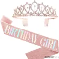 Roségold Geburtstag Krone und Schärpe Set mit Strass für Damen Party Dekoration Accessoire. - BIRTHDAY GIRL(BI0713W21-11)