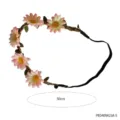 Floral headband featuring pink daisies and elastic strap for party and festival wear. - Pink & White Daisy