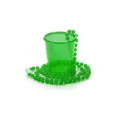 St Patricks Day green bead necklace shot glass plastic party cup accessory holiday celebration - Green