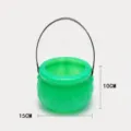 Green plastic bucket with black handle, 15cm wide and 10cm high, ideal for parties. - Green Small Bucket (IR1111A22)