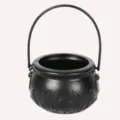 Black plastic cauldron bucket with handle for party decorations and holiday props size 14cm - Black Small Bucket (IR1014J22-1)