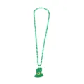 St. Patrick's Day Green Beaded Necklace with Hat Pendant Irish Party Costume Accessory - Green Top Hat (IR1204A19GR)