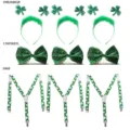 St. Patrick's Day grünes Accessoires-Set mit Kleeblatt-Clips, Haarreifen und Fliegen. - Einheitsgröße / 2,5cm Hosenträger