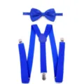 Royal blue bow tie and suspenders set for adults, classic solid color matching accessory. - Blue Braces and Bow Tie Set (PE0811E22-17)