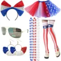 4th of July Independence Day costume set including tutu skirt, headband, sunglasses and socks - Holiday Party Set (23USSET677)