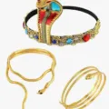 Ensemble de costume de pharaon egyptien avec coiffe cobra dore collier serpent et bracelet - Taille unique / Nouvel Ensemble de 3 Pièces