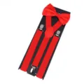 Red suspenders and bow tie set for adults, classic clip-on elastic braces for men and women. - Red