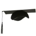 Classic black graduation cap with hanging tassel, ideal for academic graduation ceremonies. - Black