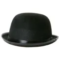 Zwarte wol bolhoed vintage derby kostuum hoed voor mannen vrouwen halloween feest accessoire - Eén maat / Koepelhoed (YW5100BK)