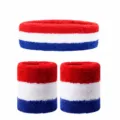 USA vlag sport zweetband set rood wit blauw hoofdband en polsbandjes voor feest - Eén maat / Rood Blauw Wit Driedelig Set
