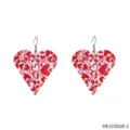 Red white heart print drop earrings sweet romantic love design fashion jewelry for women gifts - Red and White Heart Print Dangle Earrings (HE1030GR-2)