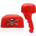 Cappello da pirata rosso Halloween bandana teschio accessorio costume festa caraibica - Taglia unica / Cappello da pirata rosso con fascia rossa
