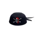 Berretto da pirata nero con stampa di bandana rossa, perfetto per Halloween e feste a tema. - Taglia unica / Cappello da pirata nero