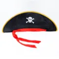Cappello da pirata nero con teschio e nastro rosso per festa in costume di Halloween. - Taglia unica / Cappello da pirata con nastro rosso
